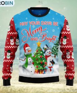 Love Snowman Merry And Bright Ugly Christmas Sweater Love Snowman Merry And Bright Ugly Christmas Sweater