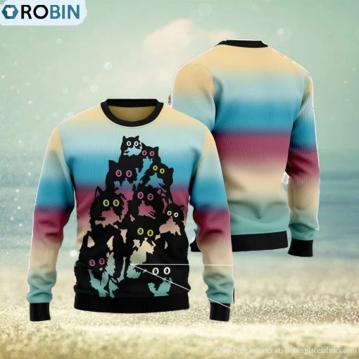 Lovely Black Cat Men And Women Christmas Gift 3D Ugly Christmas Sweater