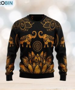 lovely-gold-elephant-black-ugly-christmas-sweater-1