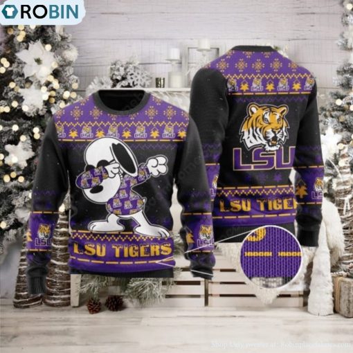 LSU Tigers Snoopy Dabbing Ugly Christmas Sweater