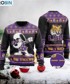 LSU Tigers Snoopy Dabbing Ugly Christmas Sweater LSU Tigers Snoopy Dabbing Ugly Christmas Sweater