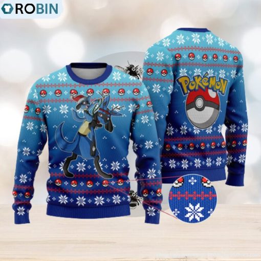 Lucario Lucario Anime Lucario Xmas Pocket Monster Gift Ugly Christmas Sweater For Men And Women