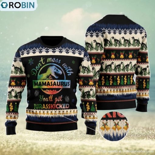 Mamasaurus Ugly Christmas Sweater Family Noel Gift