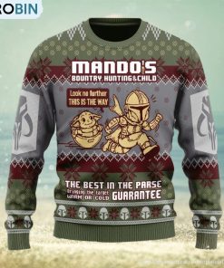 mando's-bountry-hunting-ugly-christmas-sweater-for-men-and-women-1