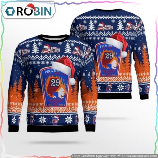 Maryland Providence Volunteer Fire Co 3D Ugly Christmas Sweater Christmas Gifts For Firefighters