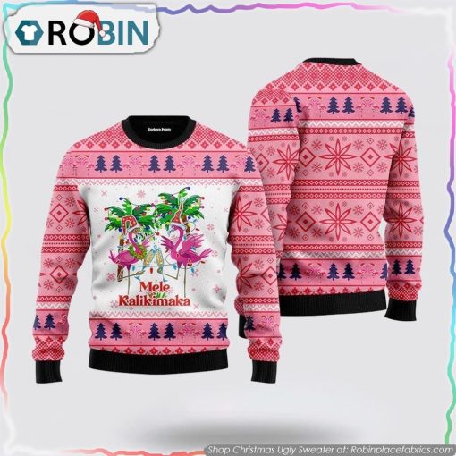 Mele Kalikimaka Flamingo Ugly Christmas Sweater Gifts For Pet Lover