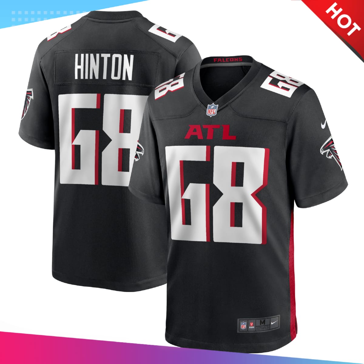 Men's Atlanta Falcons Kyle Hinton Nike Black Team Game Jersey ...