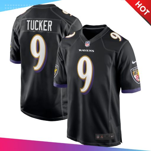 Men’s Baltimore Ravens Justin Tucker Nike Black Player Game Jersey