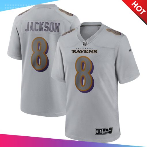 Men’s Baltimore Ravens Lamar Jackson Nike Gray Atmosphere Fashion Game Jersey