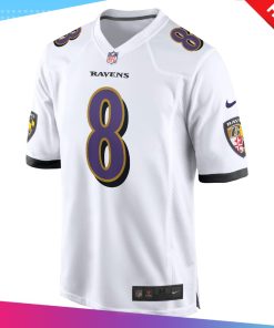 Men’s Baltimore Ravens Lamar Jackson Nike White Game Jersey