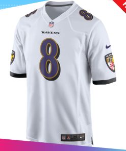 Men’s Baltimore Ravens Lamar Jackson White Player Game Jersey