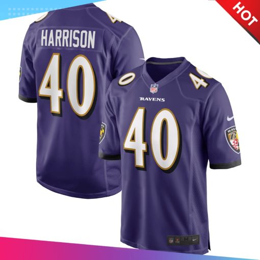 Men’s Baltimore Ravens Malik Harrison Nike Purple Game Jersey