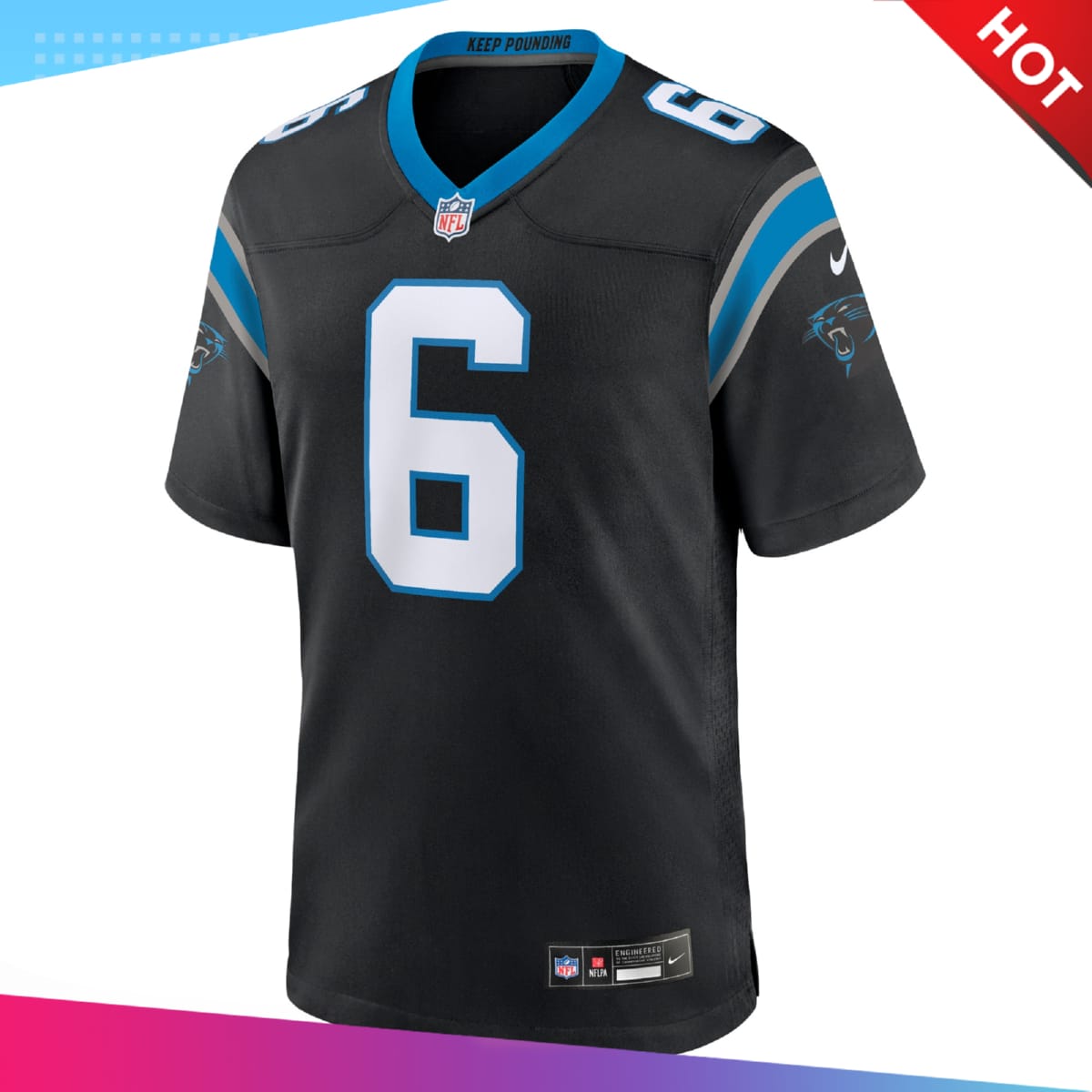 Men's Carolina Panthers Miles Sanders Black Jersey RobinPlaceFabrics