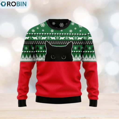 Meow Meow Black Cat Ugly Christmas Sweater Gift Men Women