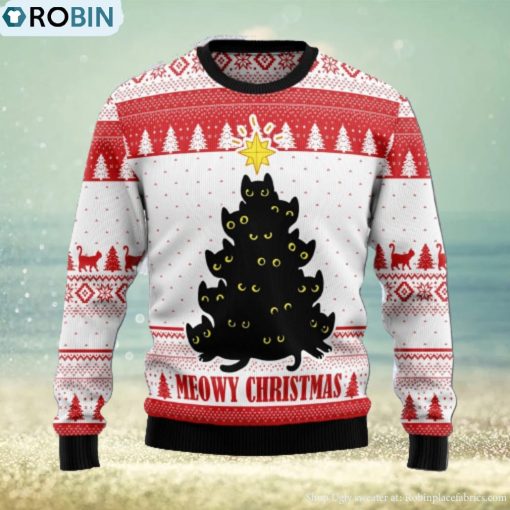 Meowy Christmas Black Cats Gift For Cat’s Lover Christmas 3D Sweater