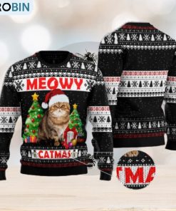 Meowy Christmas Knitting Pattern Christmas 3D Sweater
