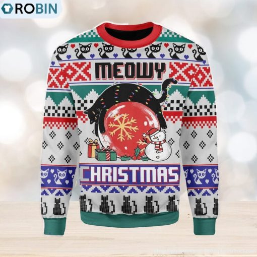 Meoy Christmas Cat Lover Ugly Christmas Sweater, Xmas Gift Men And Women