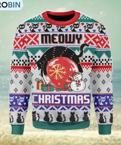 Meoy Christmas Cat Lover Ugly Christmas Sweater, Xmas Gift Men And Women