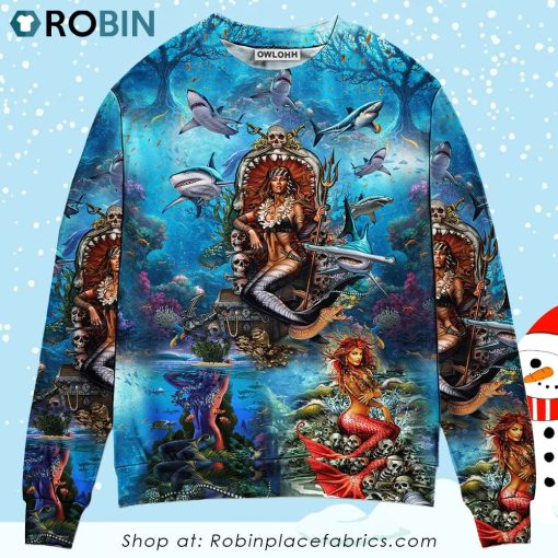 Mermaid Beautiful And Skull Ugly Christmas Sweater