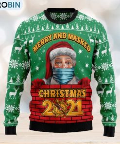 Merry And Masked Ugly Christmas Sweater Thankgiving Gift Men Women