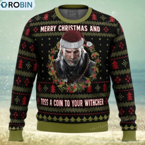Merry Christmas And Toss A Coin The Witcher Womens Ugly Sweater