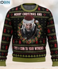 Merry Christmas And Toss A Coin The Witcher Womens Ugly Sweater