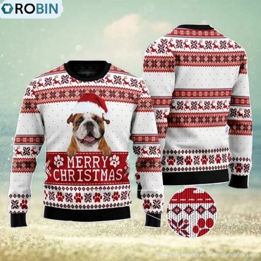Merry Christmas Bulldog Christmas Gift Ugly Christmas Sweater Xmas Holiday