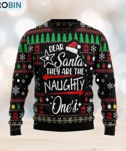 Merry Christmas Dear Santa They Are Naughty One S Womens Ugly Sweater Merry Christmas Dear Santa They Are Naughty One S Womens Ugly Sweater
