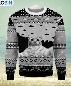 merry-christmas-gearhomies-ufo-cat-funny-cat-selfie-christmas-ugly-sweater-party-1