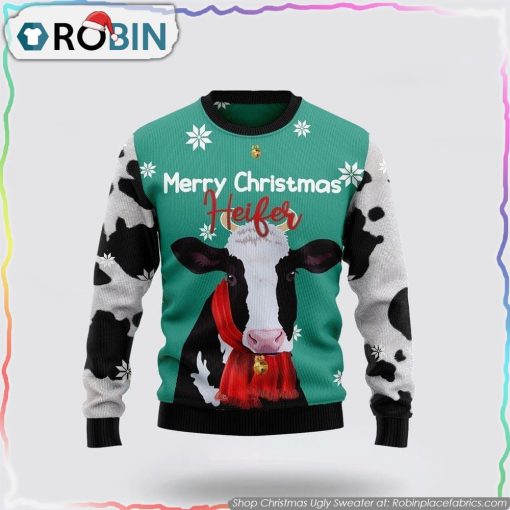 Merry christmas heifer Cow Ugly Christmas Sweater Gifts For Pet Lover