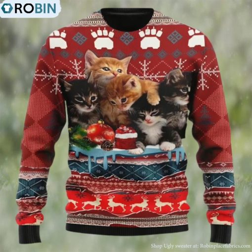 Merry Christmas Kitty Cat Ugly Christmas Sweater