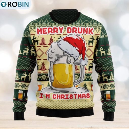 Merry Drunk In Christmas Beer Christmas Hat Ugly Christmas Sweater Christmas Gift