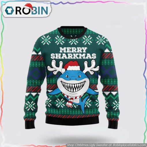 Merry Sharkmas Ugly Christmas Sweater Gifts For Pet Lover