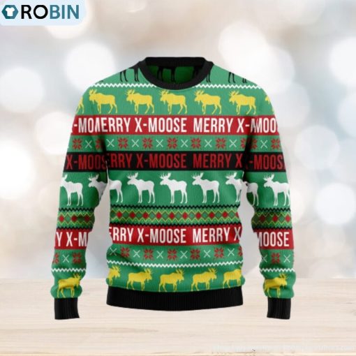 Merry X Moose Ugly Christmas Sweater Gift Men Women