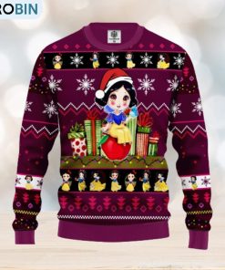 Merry Xmas Snow White Cartoon AOP Print Christmas Ugly Sweater For Men Women