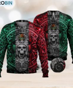 mexican-ancient-aztec-warrior-skull-3d-full-print-ugly-sweater-christmas-gift-sweater-1