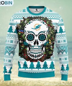 miami-dolphins-skull-flower-ugly-christmas-ugly-sweater-1