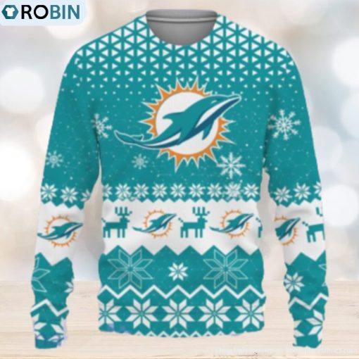 Miami Dolphins Sports Football American Vintage Christmas Pattern Ugly Christmas Sweater