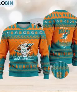 miami-dolphins-terron-armstead-72-i-may-not-be-in-miami-but-i'm-a-dolphins-fan-ugly-christmas-sweater-1