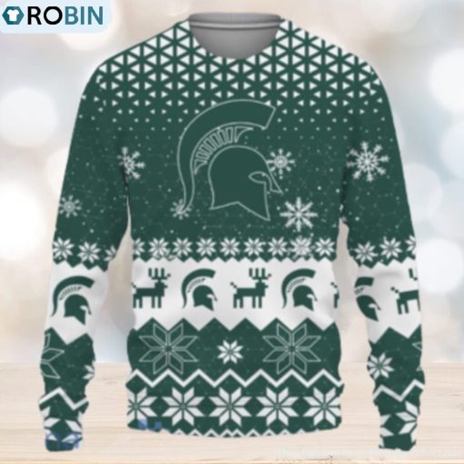 Michigan State Spartans Sports Football American Vintage Christmas Pattern Ugly Christmas Sweater