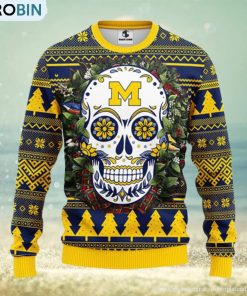 michigan-wolverines-skull-flower-ugly-christmas-ugly-sweater-1