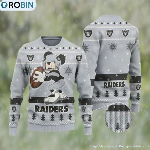 Mickey Funny Las Vegas Raiders Ugly Christmas Sweater Gift For Disney Fan