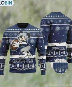 Mickey Mouse NFL Dallas Cowboys Ugly Christmas Sweater Gift For Disney Fan