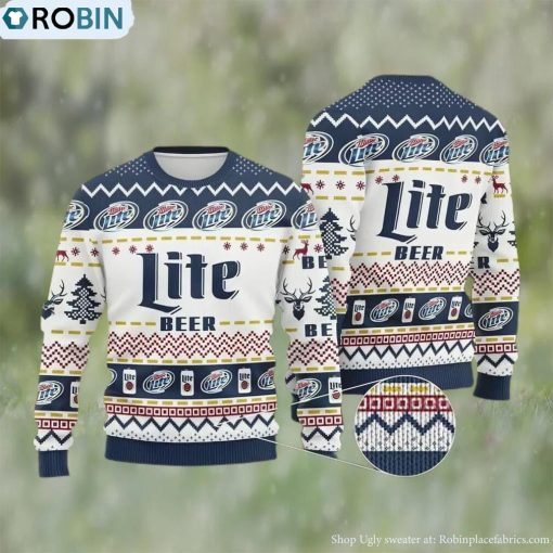 Miller Lite Beer Ugly Christmas Sweater, Gifts For Beer Lovers