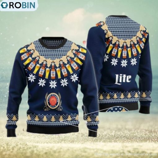Miller Lite Heart Pattern Fair Isle Ugly Christmas Sweater For Men And Women