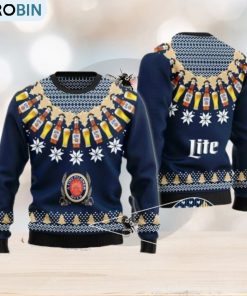 Miller Lite Heart Pattern Fair Isle Ugly Christmas Sweater For Men And Women Miller Lite Heart Pattern Fair Isle Ugly Christmas Sweater For Men And Women