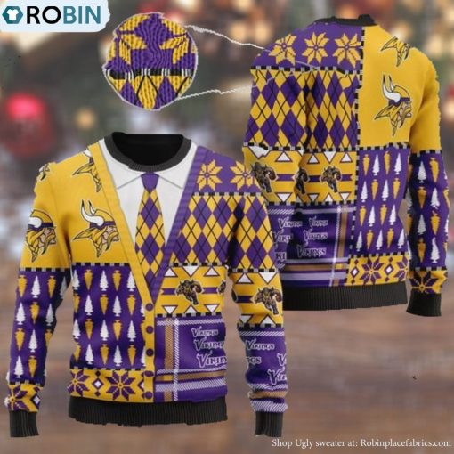 Minnesota Vikings NFL American Football Team Cardigan Style 3D Men And Women Ugly Sweater