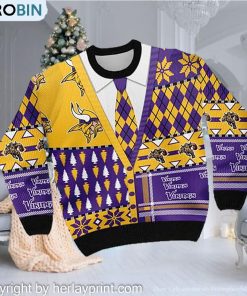 Minnesota Vikings NFL American Football Team Cardigan Style 3D Men And Women Ugly Sweater