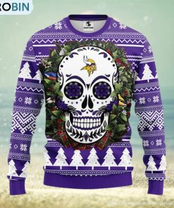 minnesota-vikings-skull-flower-ugly-christmas-ugly-sweater-1