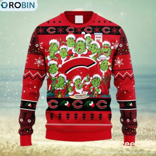 MLB Cincinnati Reds 12 Grinch Xmas Day Christmas Ugly 3D Sweater For Men And Women